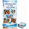 VERADEA Telo Mare Personalizzato con Foto e Nome, Asciugamano Microfibra 250 g/m² 60x145 cm, Super Assorbente Asciugatura Rapida, Regalo Estivo per Spiaggia Piscina Palestra Bagno Bimbo