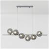 maolo Lampadario Moderno a Sospensione 6 Sfere Vetro Ø13cm | Struttura in Metallo Oro/Grigio/Ambra | Attacco G9 Altezza Regolabile 300-1015 mm | Illuminazione Soggiorno Cucina Sala da Pranzo (Grigio)
