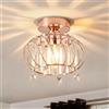 ANWIO Lampadario Cristallo Oro, Plafoniera Soffitto in Cristallo Moderno con 1 Luce, Lampadario Corridoio con Paralume in Vetro E27, Plafoniera Bagno Piccolo, 22.5 CM (Senza Lampadine) Kitchen