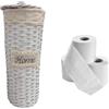 IL BOTTEGONE Portarotolo Carta Igienica da Terra, con Coperchio, in Vimini Intrecciato, Capacità 4 Rotoli, Accessorio Bagno (Colore 02)