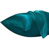 Lirex Set di 2 Federe in Raso 40x60cm, Protezione Capelli e Pelle & Antirughe, Chiusura a Busta,(Blu Pavone)