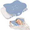 MULISOFT Cuscino Cervicale per Dormire, Cuscino Ergonomico in Memory Foam | Cuscino Cervicale Ideale per Fianco, Schiena e Pancia in Giù, Federa Rimovibile e Lavabile, 65x42x10,5/14,5 cm, P-104 Blu