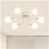 NIUNIAJ Lampadario Soggiorno Industriale,6 Luci Plafoniera Soffitto Vintage E27,Lampada da Soffitto Bianco, Plafoniera Sputnik per Camera da Letto, Soggiorno, Cucina.Diametro 70CM(Senza Lampadina)