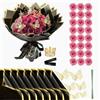 Wekuw 24 Pezzi Bouquet di Rose Glitterate Kit Fai da Te Rose Artificiali Fiori Finti per Decorazione, per Regali di San Valentino, Anniversario, Compleanno, Matrimonio, Lauree (Rosa)