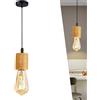 Chao Zan Portalampada E27 Lampada a Sospensione in Legno, Stile Vintage Nero Semplice Lampada da Soffitto Lampadario plafoniera Pendente quadrato ferro per Cucina Soggiorno ristorante Bar corridoio Cafe (C)