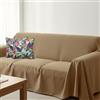 HABITA 33 HOME Telo copridivano 3 posti 250x290 cm con 2 federe cuscini - copridivano antigraffio gatto e cane, sofa cover per divani e poltrone, Telo No stiro con 2 federe digitali Made in Italy (Tortora Natur)