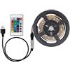Generic Striscia LED SMD3528 RGB alimentata tramite USB, 1M/2M, 60/120 LED, bianco, IP65, telecomando, flessibile per retroilluminazione TV, decorazione domestica e