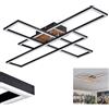 hofstein Plafoniera a LED Macos, lampada da soffitto moderna in metallo/MDF/plastica in nero/colore legno/bianco, lampada dal design moderno con elementi regolabili, 1650 lumen, 3000 kelvin, 1 x LED 40 watt