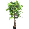 Decovego Acero Pianta Albero Artificiale Plastica 130cm con Legno Naturale