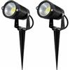 damastoreitalia Kit 2 Faretti LED da Giardino con Picchetto 5W Luce verde IP65 Spot Esterno per Piante Alberi Facciate in Alluminio e Vetro Fascio 60° (2, Luce Verde)