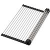 Generico Scolapiatti da Appoggio removibile in acciaio inox | Tappetino Scolapiatti pieghevole e ritagliabile 43 x 34 cm | Griglia per lavandino utensili da Cucina