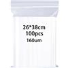 huruirui Bustine Trasparenti Richiudibili Grande 26x38cm Sacchetti Trasparenti 80pcs160μm Addensare Buste Plastica Richiudibili Sacchetti Ermetica Applicano Deposito di Abbigliamento