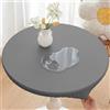 Generico Tovaglia Rotonda con Elastico in Similpelle PU Impermeabile Copritavolo Circolare Antimacchia Lavabile Resistente al Calore per Cucina Giardino Esterno 60cm-160cm(Grigio,60cm)