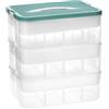 QWORK® Scatola Plastica con Coperchio, 3 Livelli Scatola Portaoggetti Puzzle, Scatole Trasparente con Scomparti Regolabili e Maniglia per Trasporto