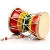 The Great Indian Bazaar Fatto a mano in legno e cuoio classico indiano folk Dumroo Damroo Damaru set di tamburi a mano percussioni decorative da collezione pezzo da esposizione strumenti musicali del mondo