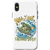 Forofo 100 Custodia per iPhone X/XS Divertente tropicale Surfing Sea Turtle Summer Beach Vacation