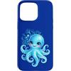 Ocean Aesthetic Decor Custodia per iPhone 15 Pro Max Carino Polpo Cartoon Teal Blu Mare Subacqueo Bella