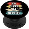 Retro Music Design Eat Sleep DJ Repeat Retro Giradischi DJ PopSockets PopGrip Adesivo