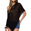Caziffer - Top Sheer Phncho da donna in maglia a rete con uncinetto, bolero, coprispalle, scialle, top a spalla unica asimmetrico, Bianco crema., Etichettalia unica
