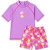 Landora®: Costume da bagno per neonati, set da 2 pezzi, con protezione UV 50+ e certificazione Oeko-Tex 100, rosso o viola, viola., 110 cm-116 cm