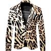 BIBOKAOKE Blazer da uomo con stampa leopardata - Giacca accattivante con motivo animale, vestibilità classica, per feste, eventi e tempo libero alla moda, Stil#p02 oro, XL