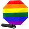 GISPOG Ombrello pieghevole automatico, bandiera Lgbt impermeabile compatto sole e pioggia ombrello da viaggio per donne e uomini, Colore unico, Taglia unica