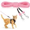 RANYPET Guinzaglio Lungo Riflettente per Gatti, 15 m x 5 mm, Rosa | Corda in nylon riflettente, anti-aggrovigliamento e anti-fuga. 2 moschettoni rotanti a 360°. Giardino e addestramento.