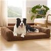 Bedsure Cuccia Ortopedica per Cani Grandi - 89x64x18cm Letto Ortopedico in Memory Foam con Bordi, Impermeabile, Base Antiscivolo e Fodera in Velluto a Coste Sfoderabile, Marrone cammello