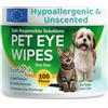 EcoEarth Salviette oculari Premium per Cani e Gatti - 100 Pezzi - Dischetti per la Pulizia degli Occhi degli Animali Domestici per Rimuovere Macchie, croste e secrezioni