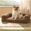 Bedsure Cuccia Ortopedica per Cani Media - 76x51x16,5cm Letto Ortopedico in Memory Foam con Bordi, Impermeabile, Base Antiscivolo e Fodera in Velluto a Coste Sfoderabile, Marrone cammello