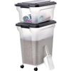 Iris Ohyama, Contenitore per Crocchette, 45L+20L, Nero, Ermetici, Contenitore per Alimenti in Plastica con Coperchio, con Ruote, Per Cibo per Gatti, Cani, Cibo secco, Dolci, Scatola, ATS-C