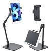 aceyoon Supporto per iPad girevole a 360° per scrivania, in alluminio, regolabile in altezza, supporto pieghevole per tablet da tavolo con 2 clip per iPad, telefono, interruttore, Kindle 4-12 pollici