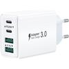 Aimoze Caricatore USB C Presa, Multiplo 40W 4-Porto USBC Caricabatterie Rapido Spina Alimentatore per iPhone 17 16 15 14 13 12 Pro Max,Samsung, iPad, Multipla Spinotto QC & PD Adattatore Carica Cellulare