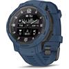 Garmin Instinct Crossover Solar, Smartwatch ibrido robusto con capacità di ricarica solare, lancette analogiche e display digitale, blu marea