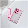 FORLUZ Custodia trasparente luminosa per Samsung Galaxy S24 S23 S22 S21 Plus Ultra FE Cover per cinturino con cordino da polso corto, rosa, per S21 FE