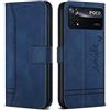 Bravoday Cover per Xiaomi Poco X4 PRO 5G, Flip Custodia in Pelle PU Portafoglio Custodia per Xiaomi Poco X4 PRO 5G, con Slot per Schede, Blu