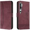 Bravoday Cover per Xiaomi Mi Note 10 / Xiaomi Mi Note 10Pro / Xiaomi CC9 PRO, Flip Custodia in Pelle PU Portafoglio Custodia per Xiaomi Mi Note 10, con Slot per Schede, Vino Rosso