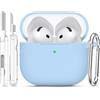 Joremx Custodia in Silicone Unica per AirPods 4 (Azzurro)