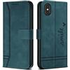 Bravoday Cover per iPhone X/iPhone XS, Flip Custodia in Pelle PU Portafoglio Custodia per iPhone X/iPhone XS, con Slot per Schede, Verde