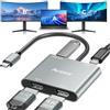 Aceele Adattatore USB C a Doppio HDMI 4K, Hub USB-C con PD 100W, Porta HDMI 4K@60Hz e Dati USB-A, Sdoppiatore Multipresa AV Digitale Tipo C Per iPhone/MacBook Pro Air/iPad/Chromebook/Surface, ecc.