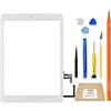 JPUNG Schermo di ricambio per iPad Air di prima generazione (bianco), per touch screen A1474 A1475 A1476, con pulsante Home, kit completo di strumenti di riparazione, supporto per fotocamera