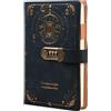 Kaiyzo A5 Vintage Diario con Lucchetto, PU Pelle Diario Segreto Bambina Bambino, Journaling Diary con Portapenne e Porta Carte, Nero