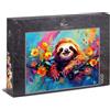Ulmer Puzzleschmiede Puzzle da 1000 pezzi Smile - Simpatico puzzle con simpatici bradipo in fiori colorati - Puzzle rilassante per gli amanti degli animali - Qualità puzzle Made in Germany