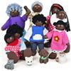 BBEUU BBUEE - Bambole da casa delle bambole, 12 pezzi, set di bambole piegate in legno, con famiglia di bambole di gatto e cane, per la casa delle bambole