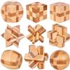 Xrten 9 Pezzi Rompicapo Puzzle Giocattoli di Legno,Giochi Rompicapo Gioco Intelligenza, Classico Rompicapi Giocattoli di Legno 3D Puzzle Rompicapo Regalo per Adulti Bambini Adolescenti