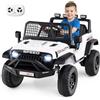COSTWAY 24V Macchina Eletrrica per Bambini, Auto Elettrica con Telecomando Genitori, Musica, Clacson, Fari LED e Sospensioni a Molla, 1,6-4,1 km/h, 3 Anni+ (Bianco)
