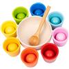 CXAFQ Giocattoli Montessori in Legno,8 palline di colore per bambini,Colore di smistamento e Il conteggio in età prescolare Learning Education Giocattolo, Gioco di abbinamento