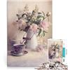 AITEXI Puzzle 2000 pezzi per adolescenti Natura morta con fiori freschi e tazza da tè Giocattoli antistress Migliorare l'amore tra le coppie 70x100cm