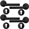 HAIFUAN Confezione da 2 maniglie per porte in acciaio inossidabile rosone per foro cilindrico, set di maniglie per serratura porta, barra per porta, colore nero (S02-103C-B-2)