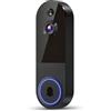 FameVibe Videocamera per campanello wireless 1080P, rilevamento umano AI, visione notturna, audio a 2 vie, alimentazione a batteria, archiviazione cloud, WiFi 2.4G, sorveglianza esterna (nero